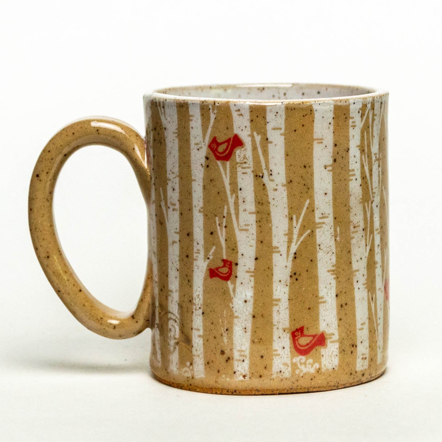 Speckle Clay Birch Trees w/Cardinals 12oz Mug