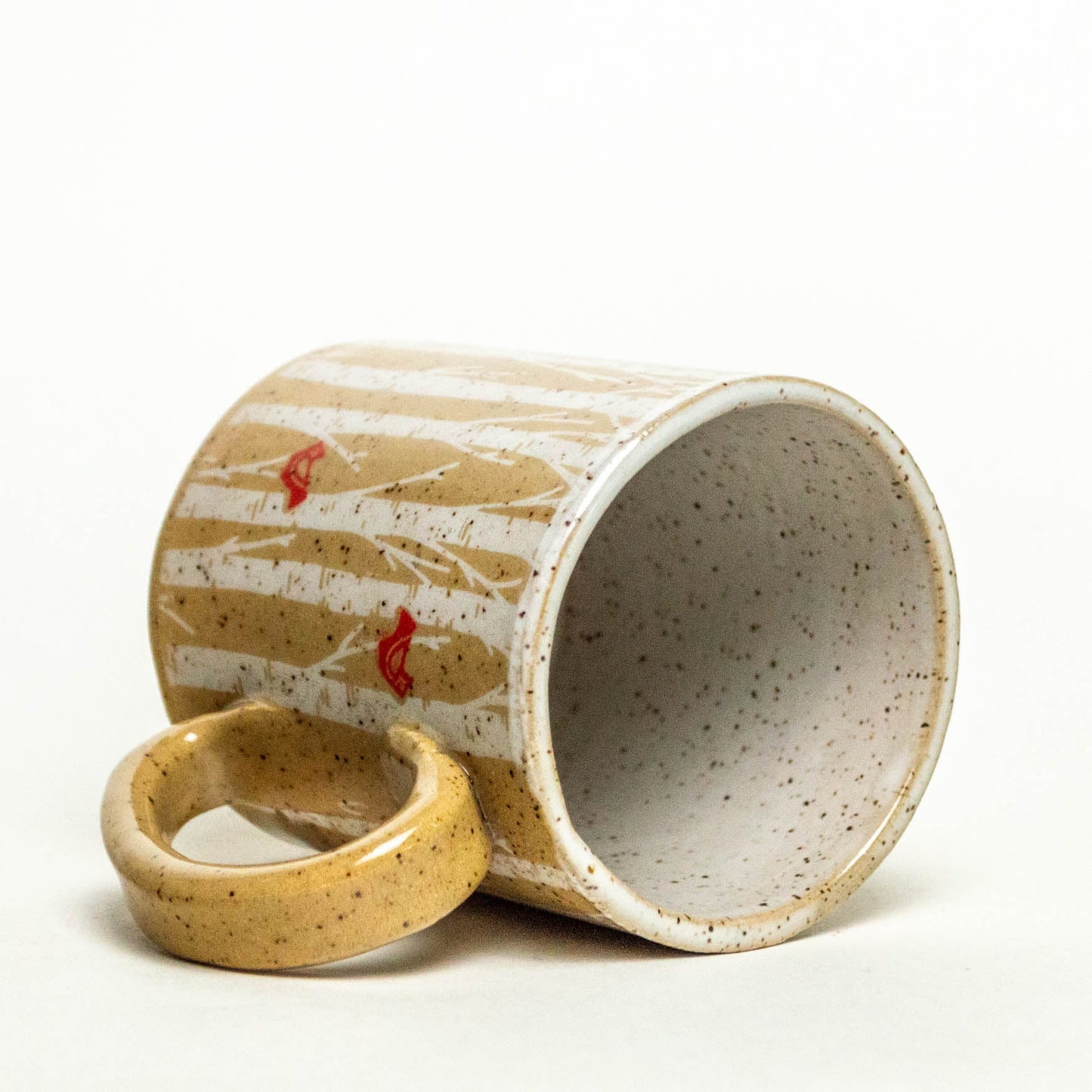 Speckle Clay Birch Trees w/Cardinals 12oz Mug