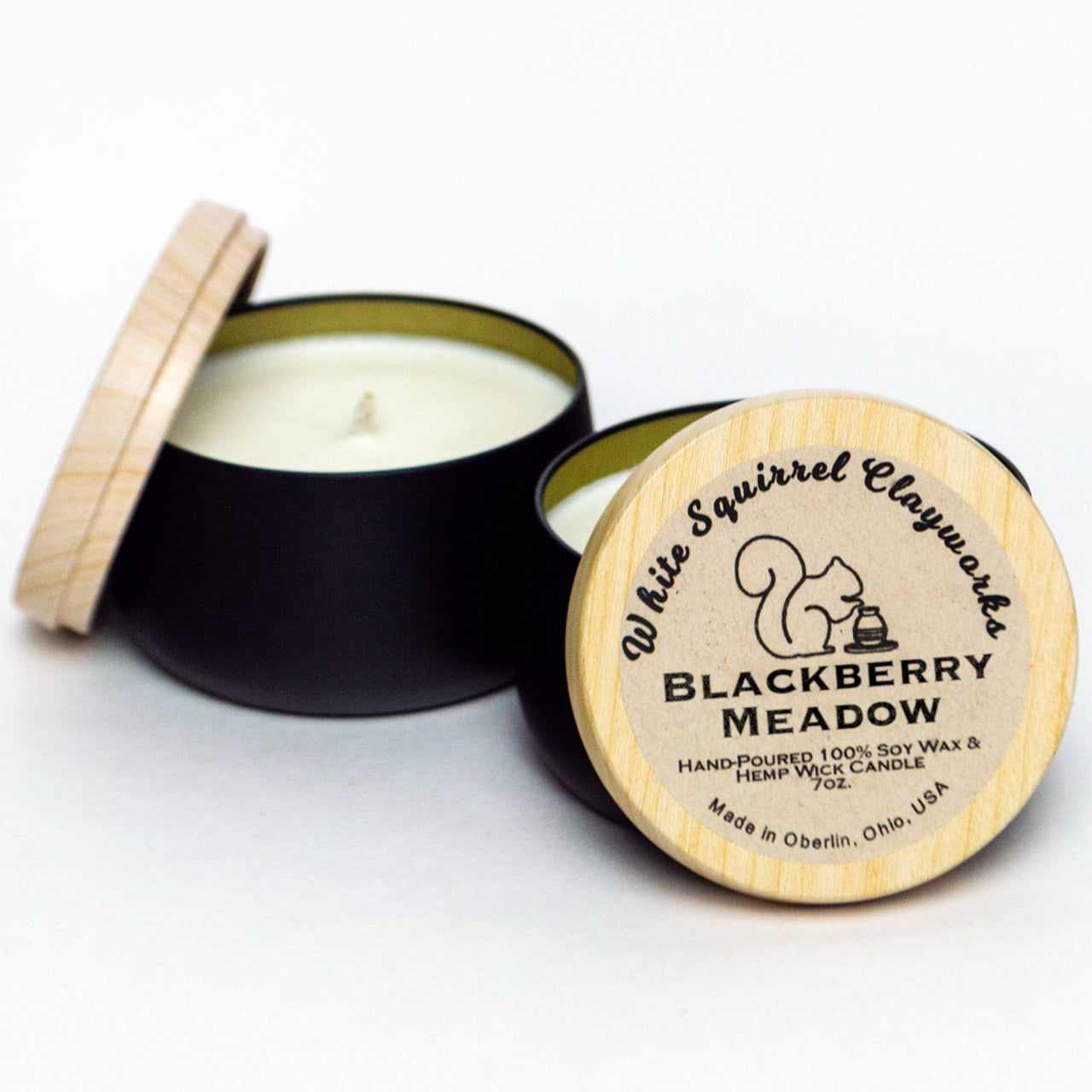 Blackberry Meadow Hand-Poured Soy Candle Black Tin-7oz