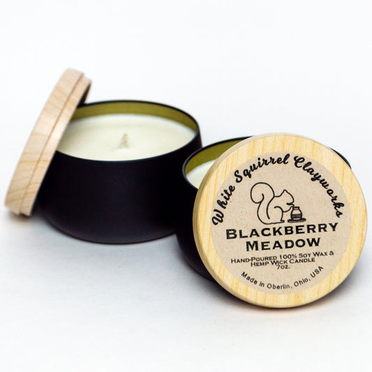 Blackberry Meadow Hand-Poured Soy Candle Black Tin-7oz