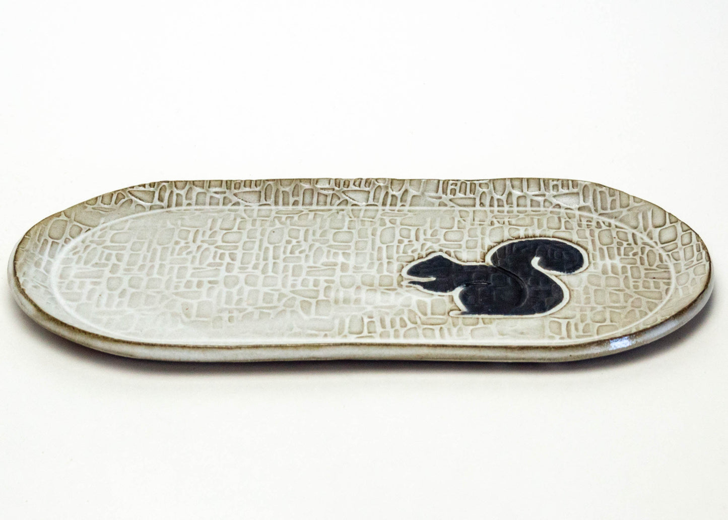 Black Squirrel Pattern on White - Chocolate Clay 10" Platter