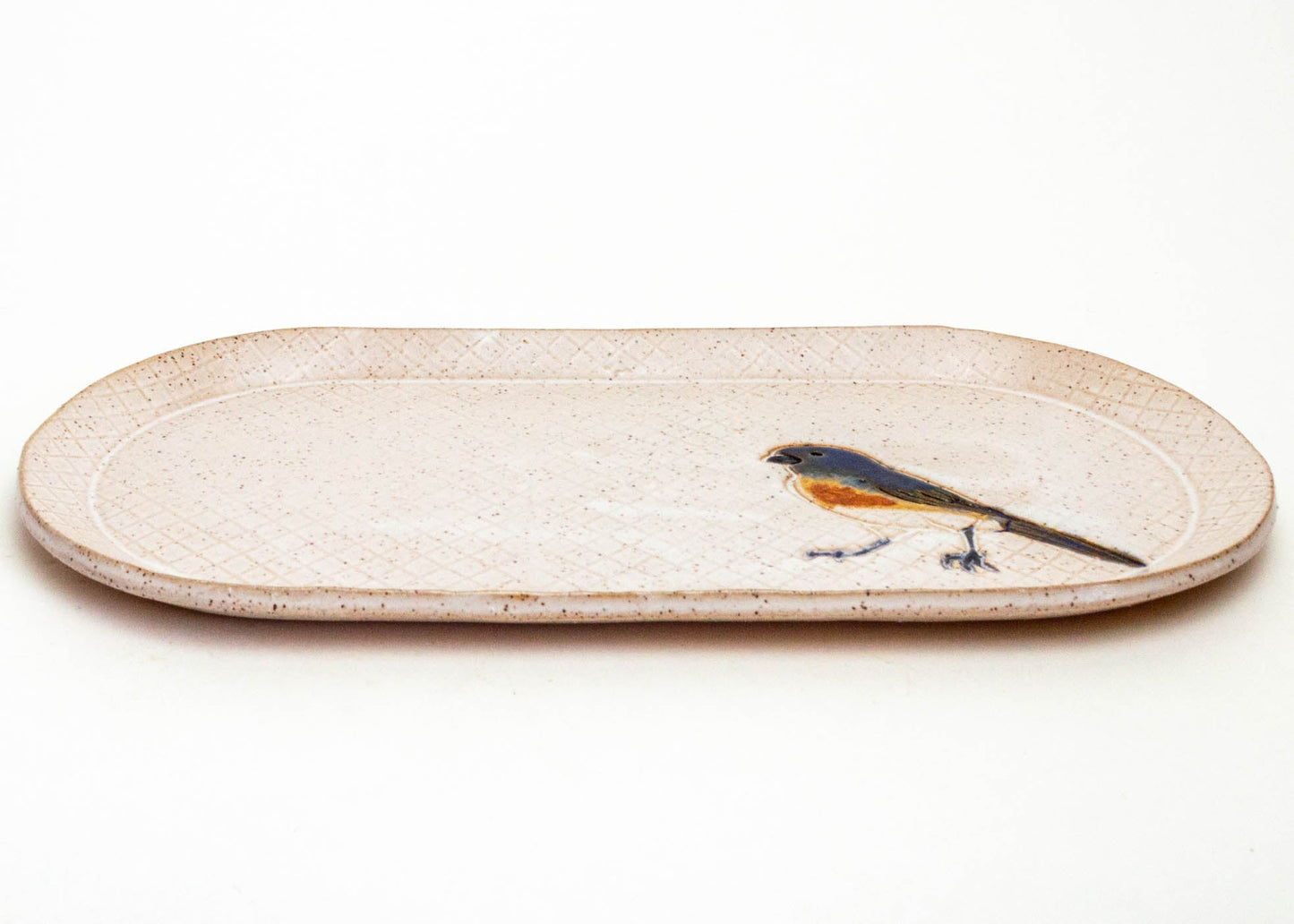 Blue Bird White 10" Stoneware Platter