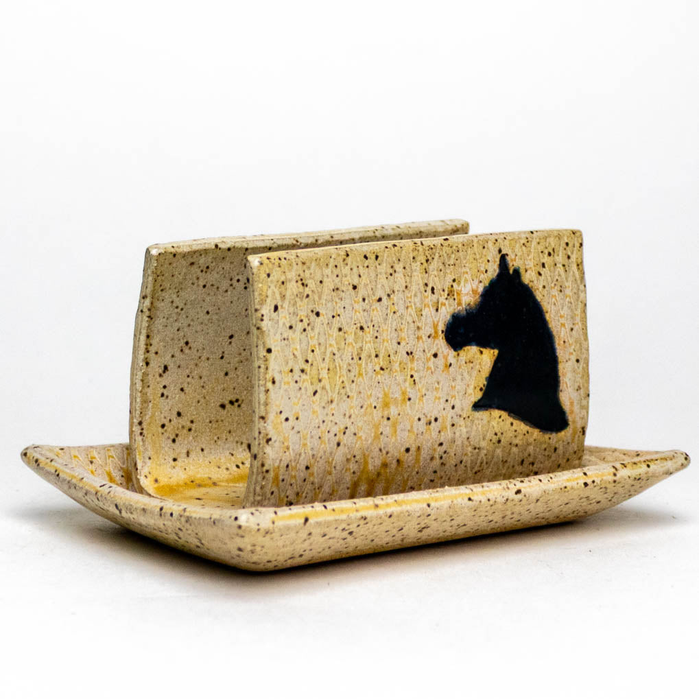 Black Horse Design Beige Sponge Holder