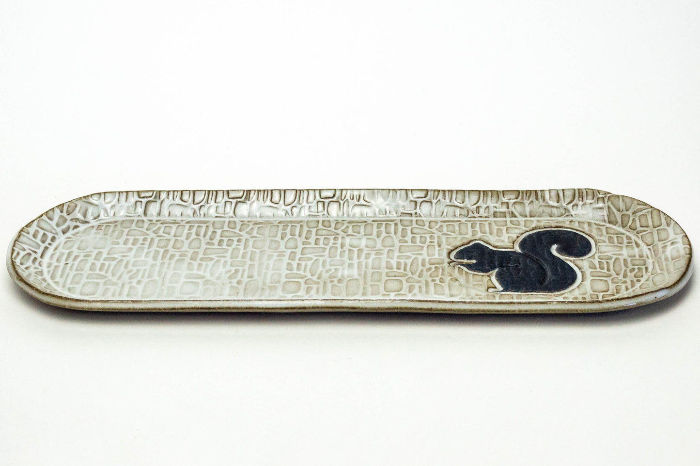 Black Squirrel on White 12" Platter