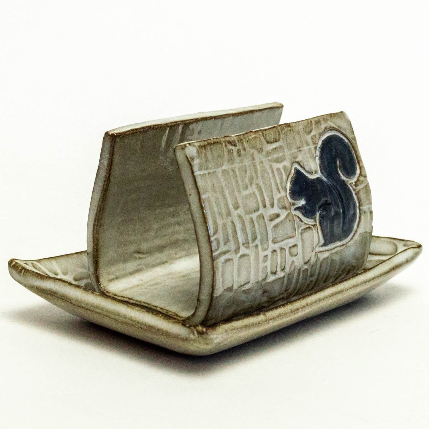 Black Squirrel on White Sponge Holder