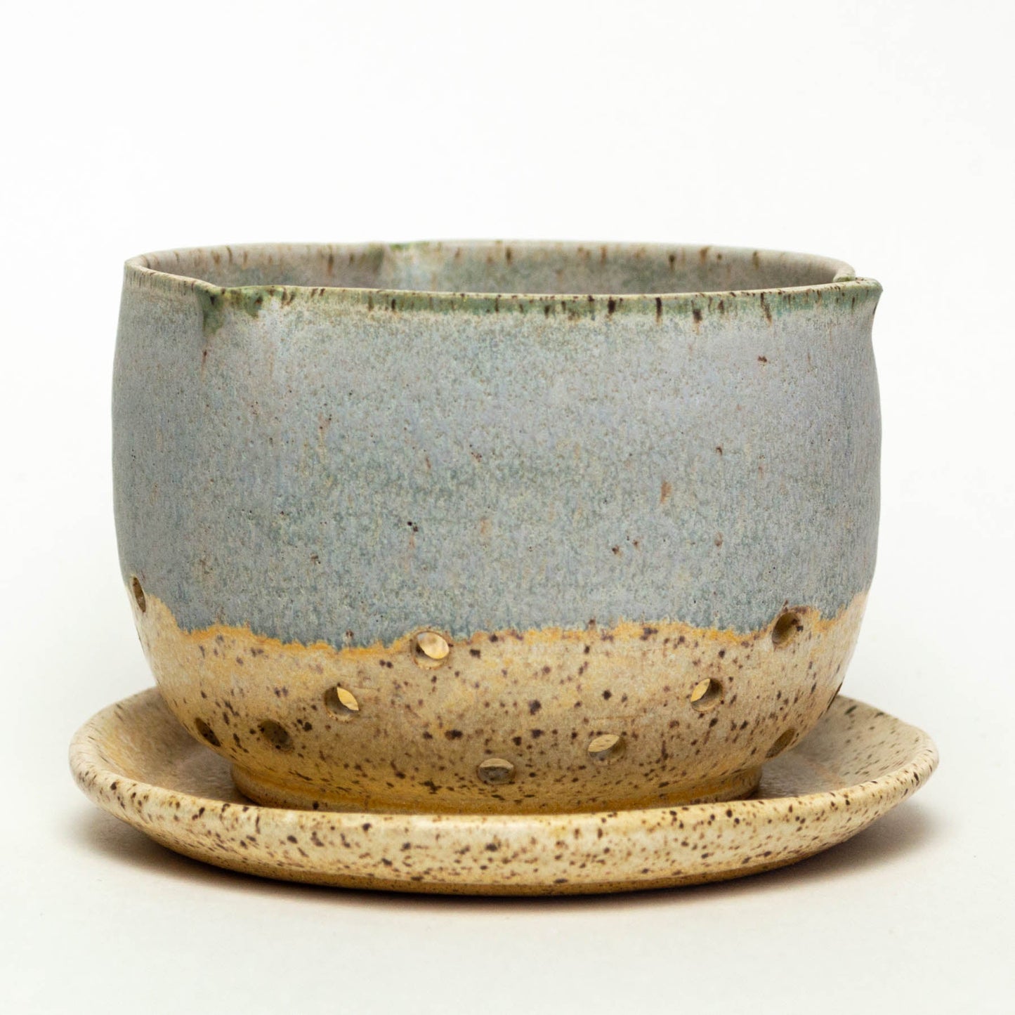 Blue & Beige Hand-Thrown Stoneware Berry Bowl