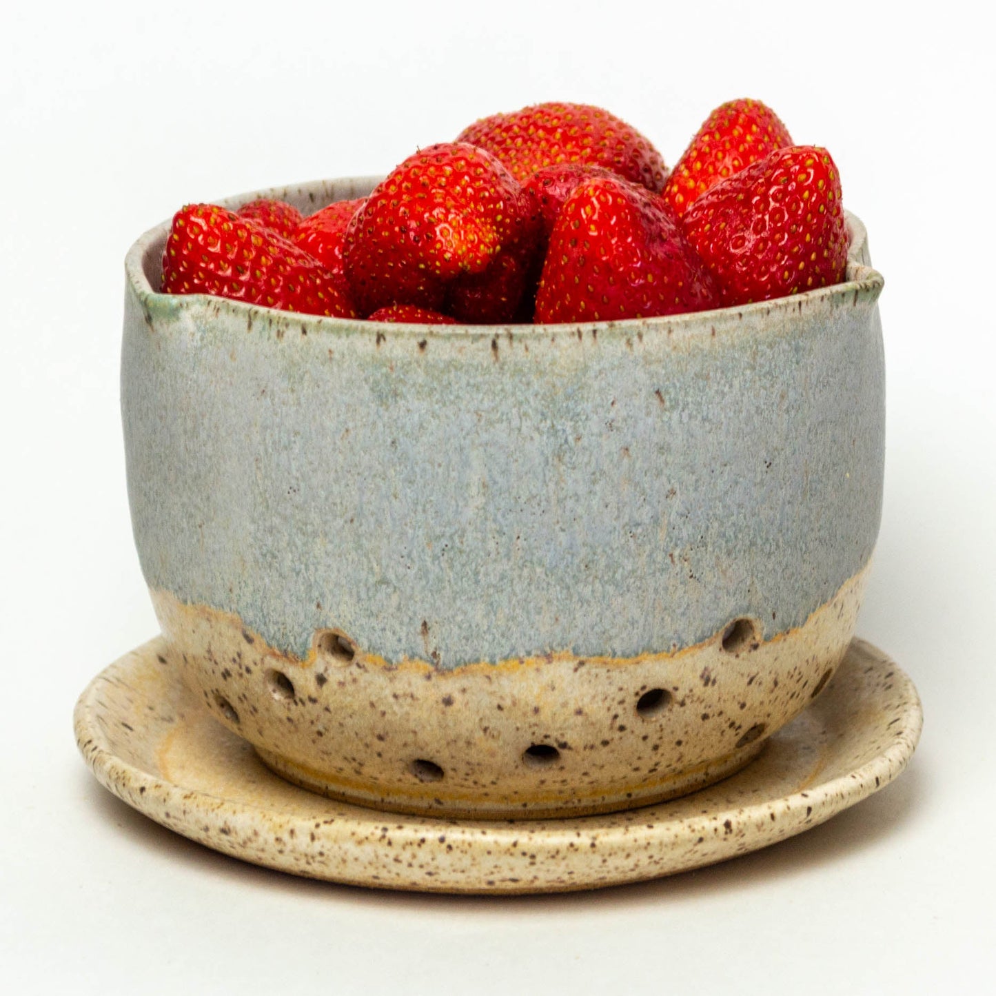 Blue & Beige Hand-Thrown Stoneware Berry Bowl