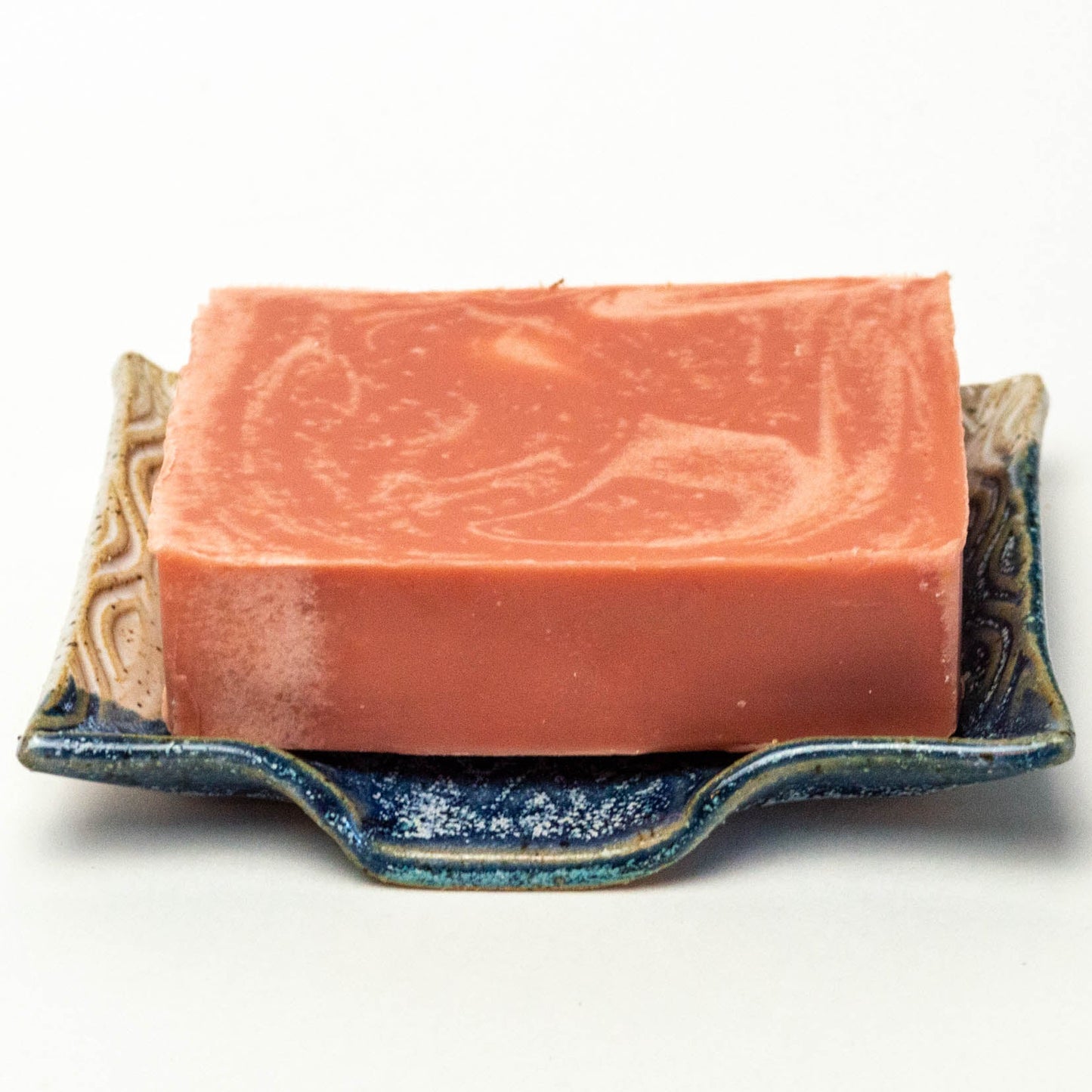 Blue & White Diamond Pattern Stoneware Soap Dish