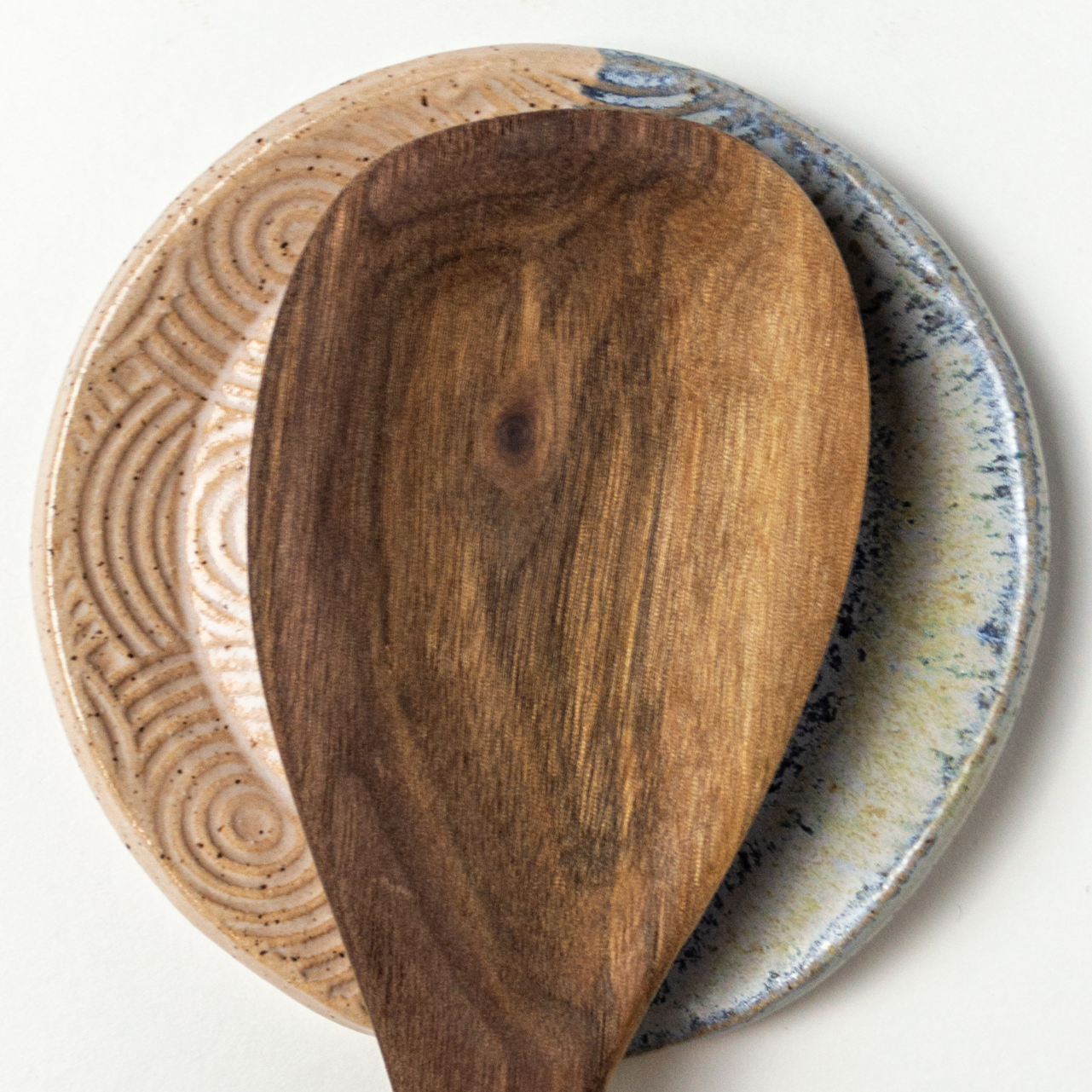 Blue & White Spiral Pattern Stoneware Spoon Rest