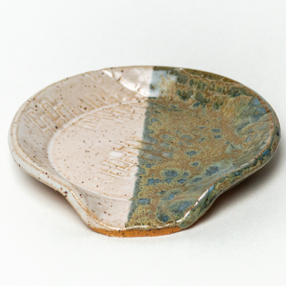 Weathered Brick Wall Metallic Gray & White Stoneware Spoon Rest
