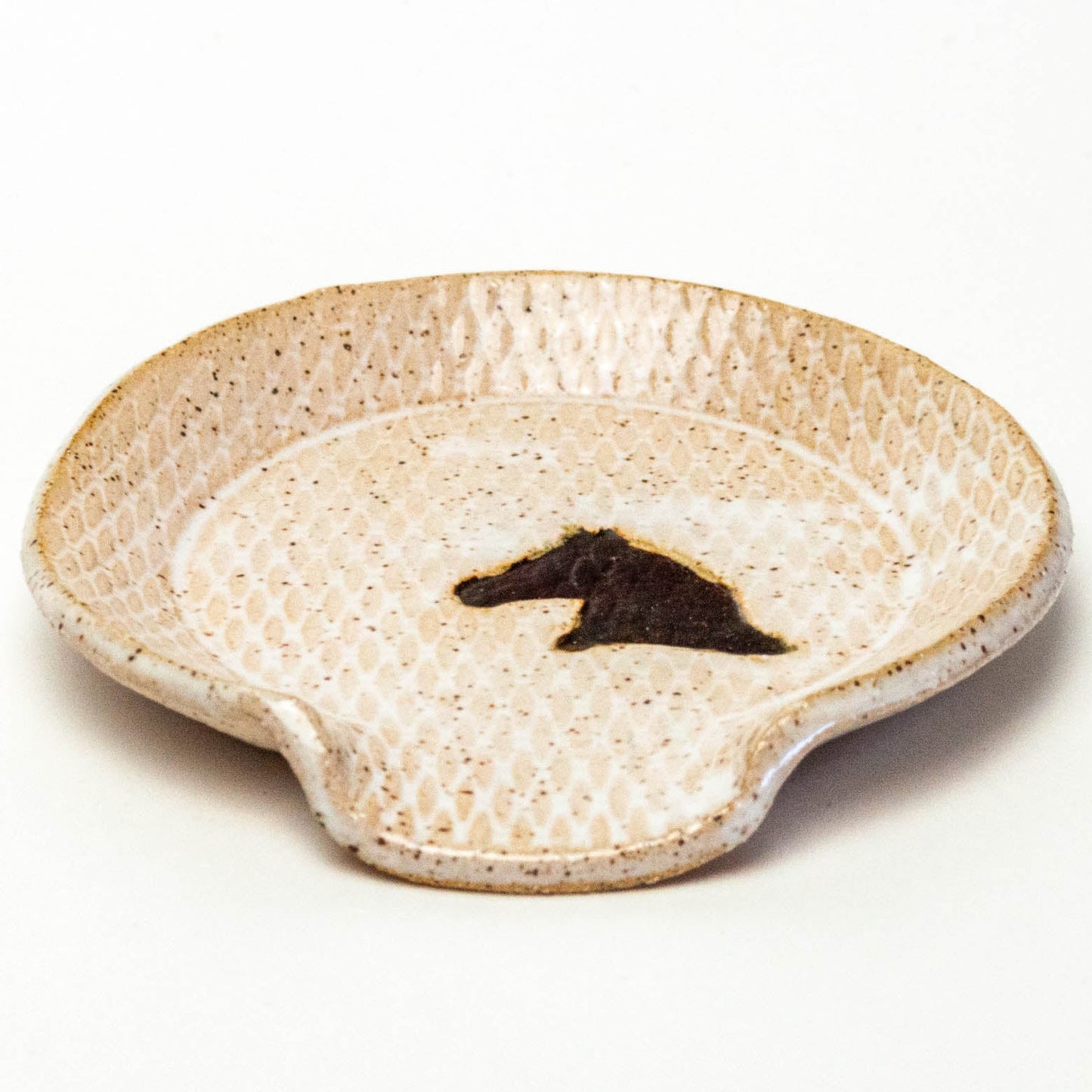 Brown Horse on  White Stoneware Spoon Rest