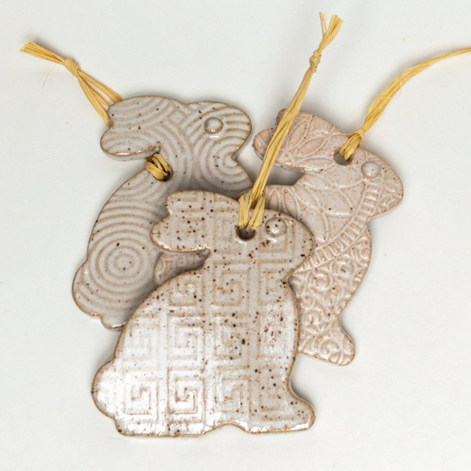Rabbit / Bunny Stoneware Ornament - Choice of color