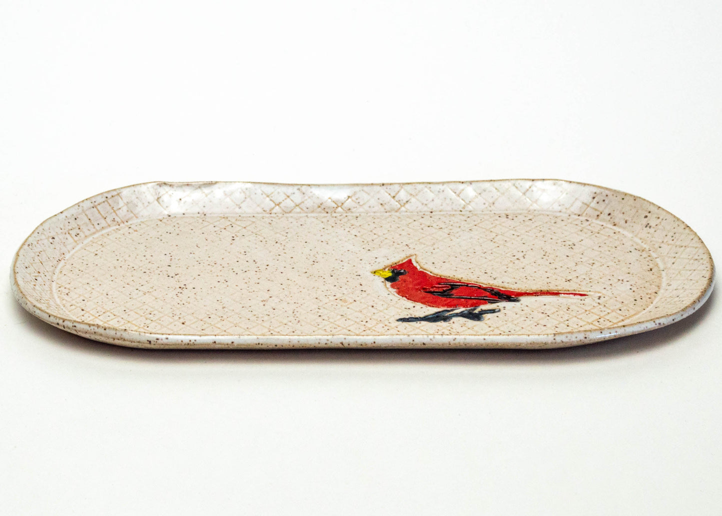 Cardinal on White Stoneware 10" Platter