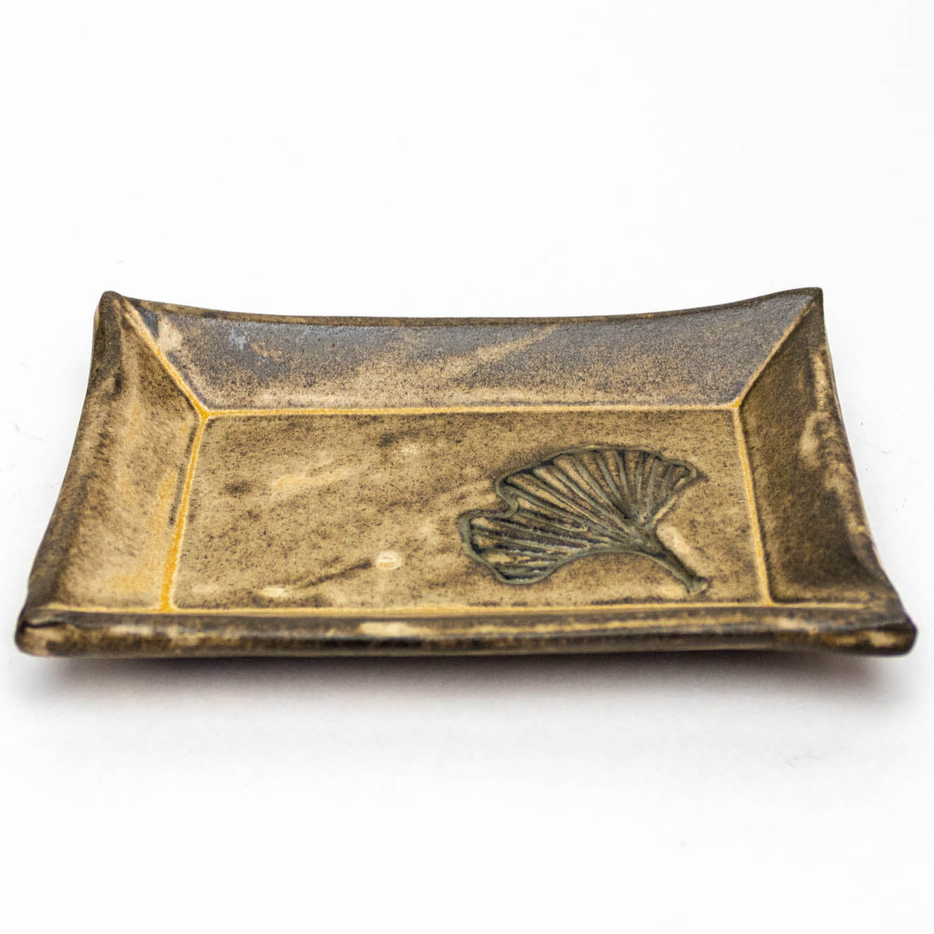 Ginkgo Leaf Pattern on Beige Trinket Dish