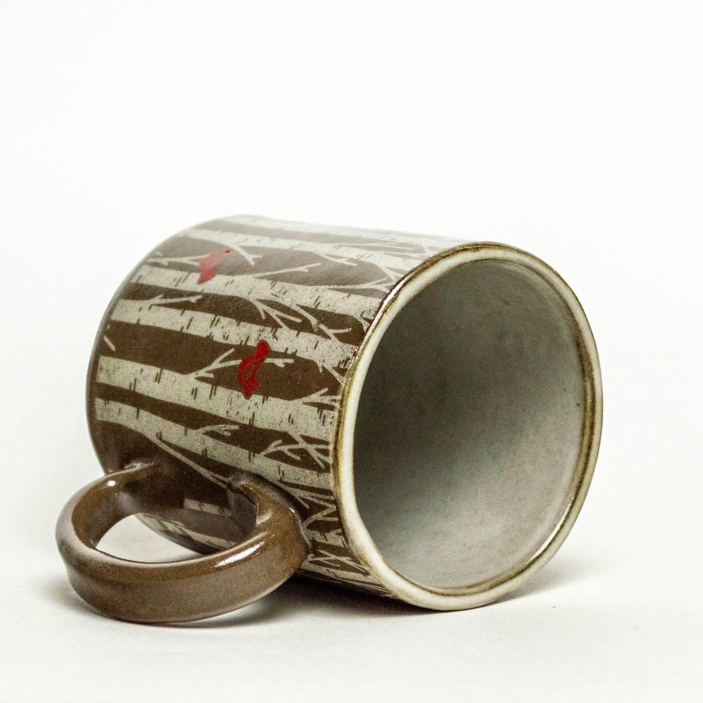Chocolate Clay Birch Trees & Cardinals 12oz Mug