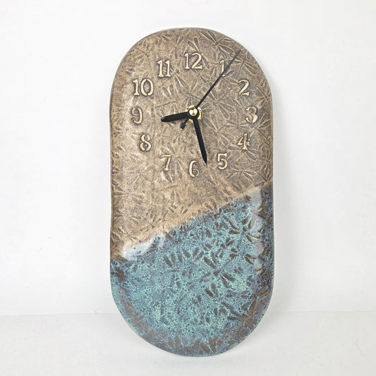 Dragonfly Pattern Handmade Chocolate Clay Stoneware Clock