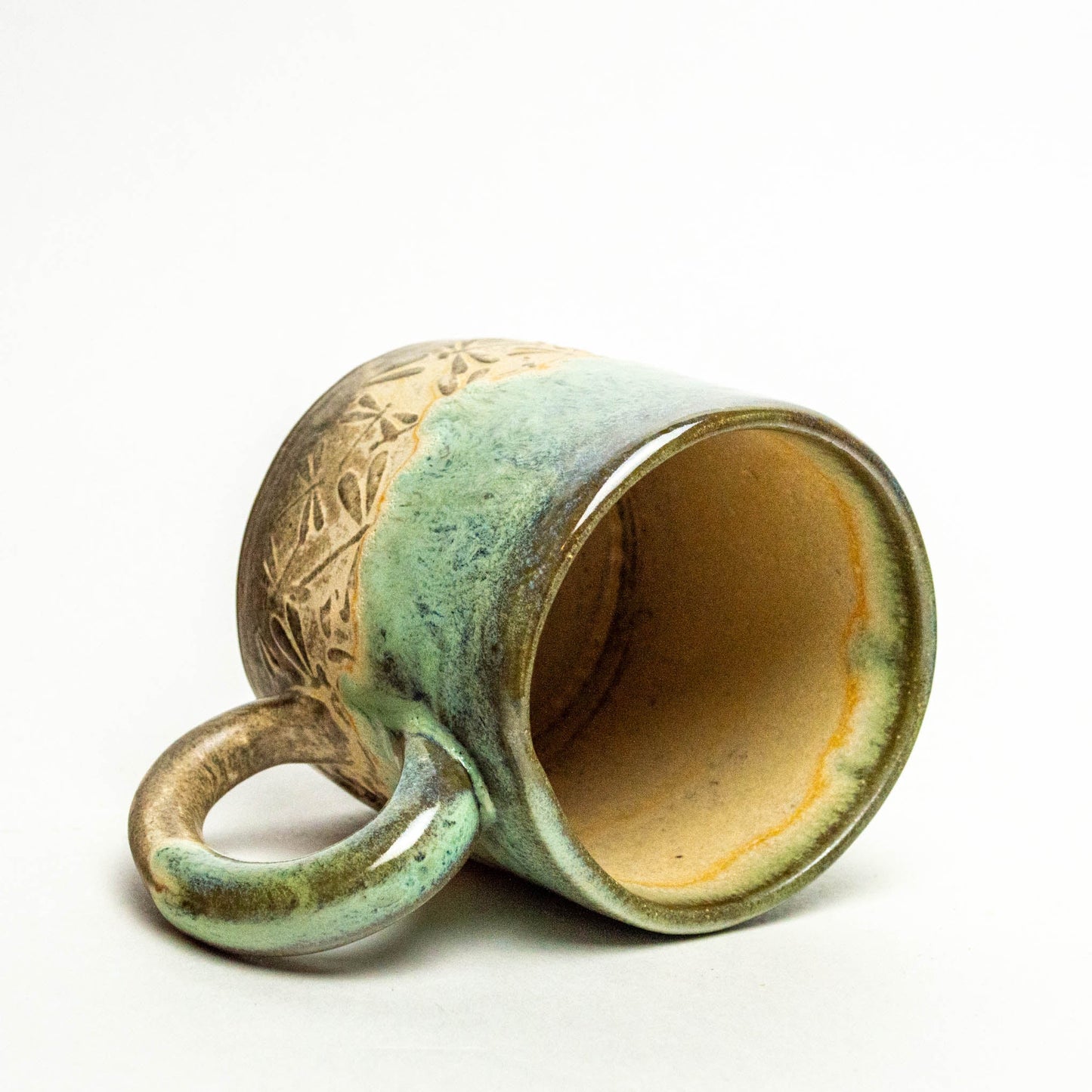 Dragonfly Green & Cream Stoneware 10oz Mug