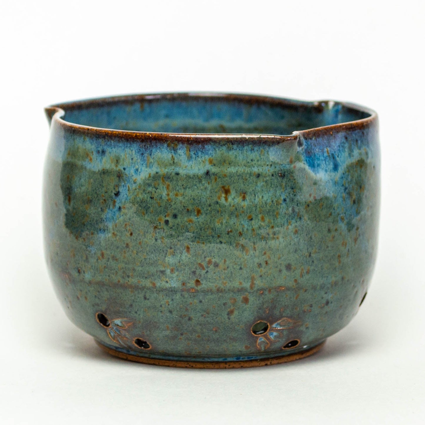 Dark Blue Hand Thrown Stoneware Berry Bowl & Saucer