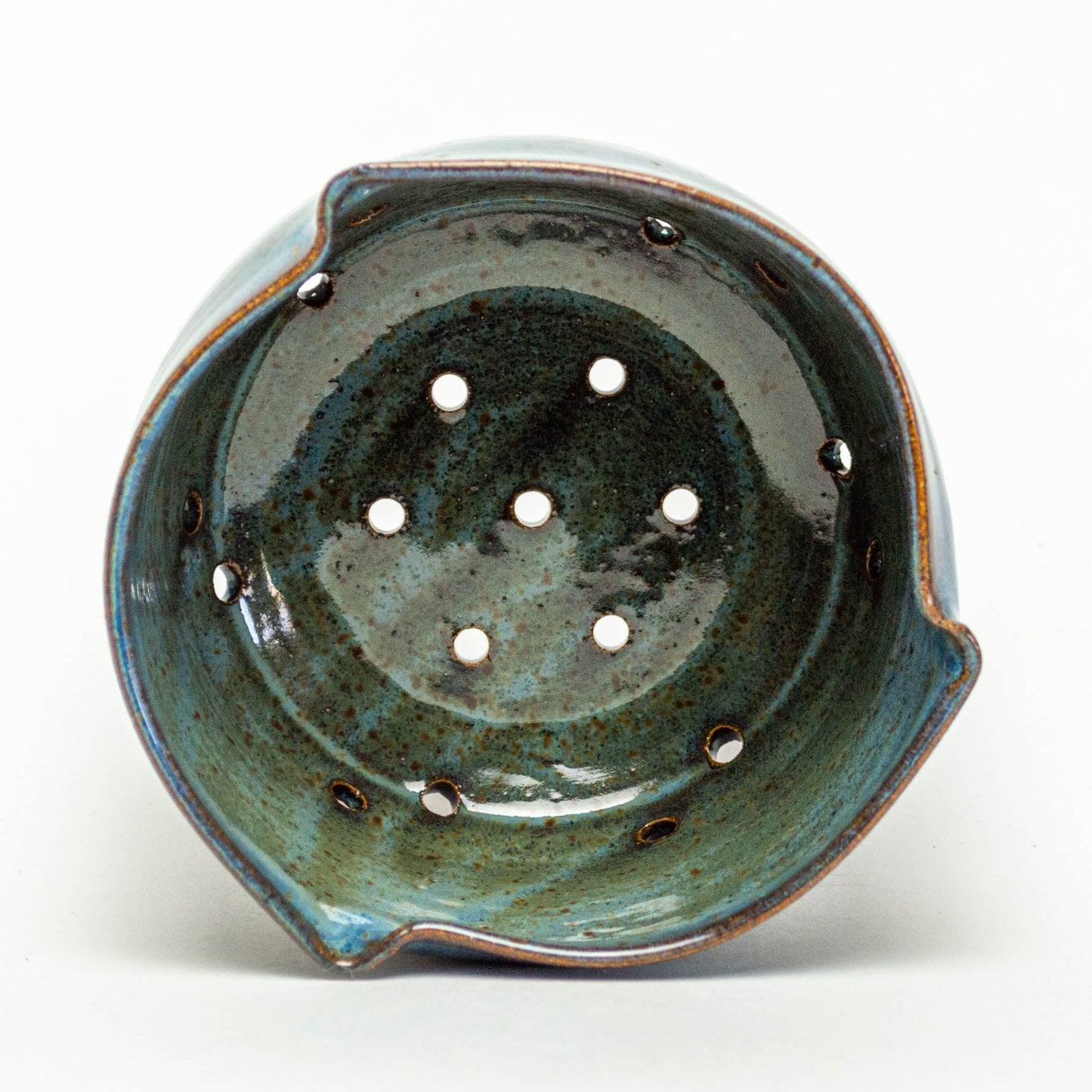 Dark Blue Hand Thrown Stoneware Berry Bowl & Saucer