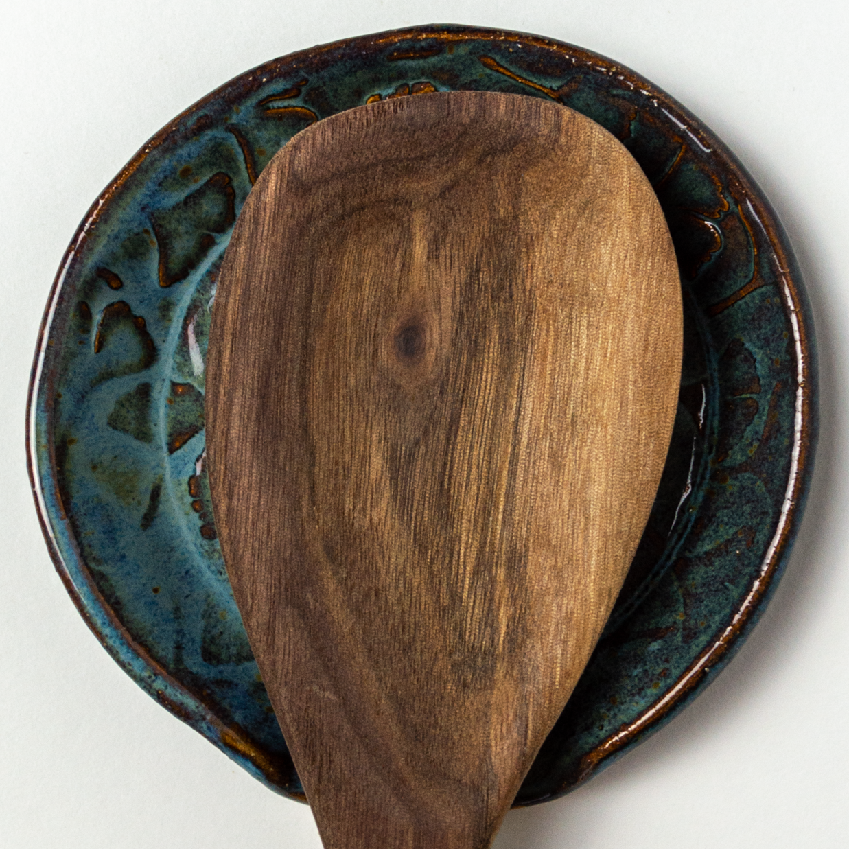 Ginkgo Blue Stoneware Spoon Rest