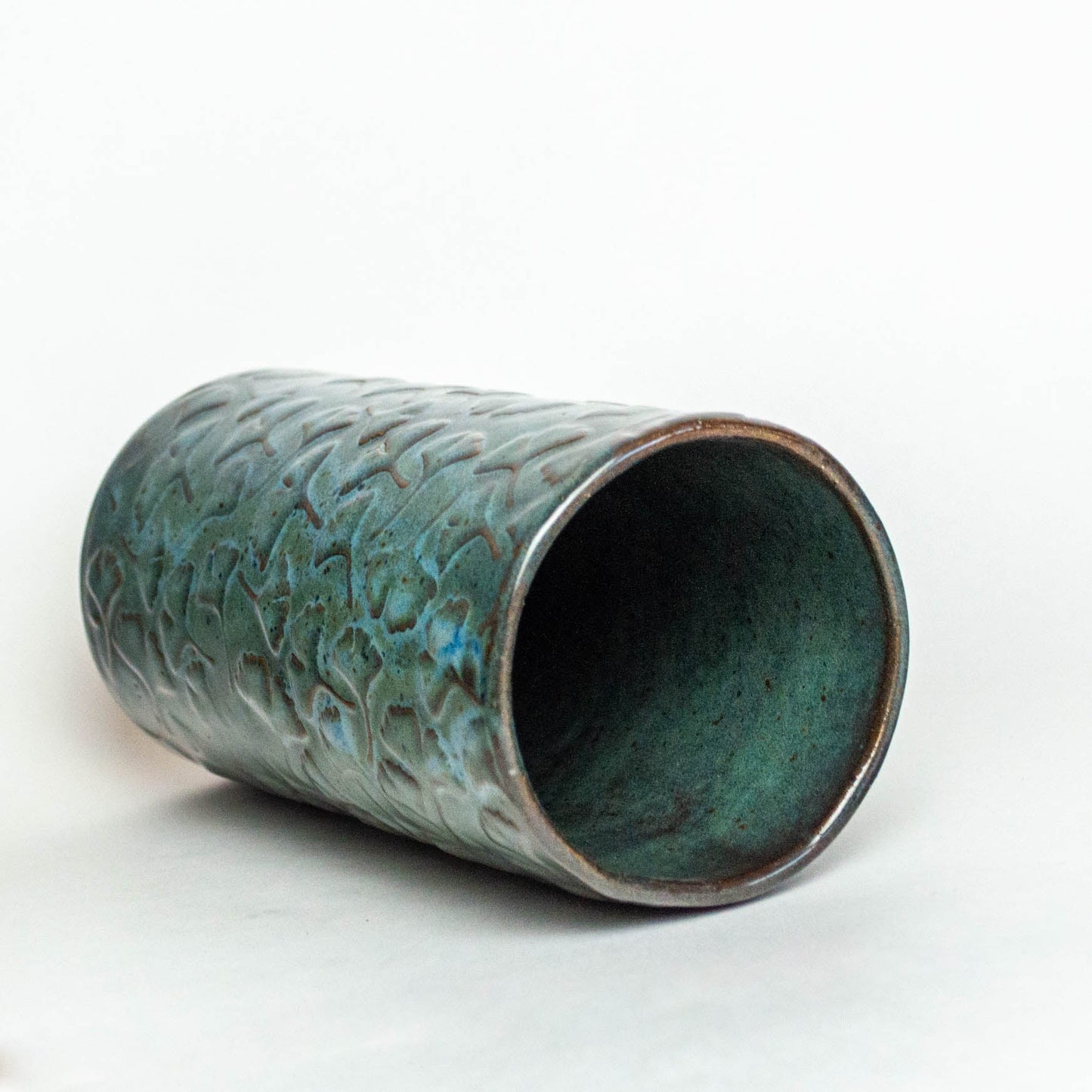 Ginkgo Leaf Pattern Blue Vase