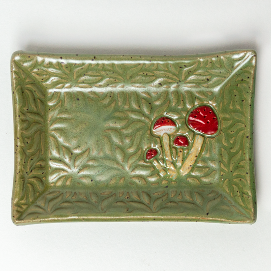 Mushroom Green Stoneware Trinket Dish