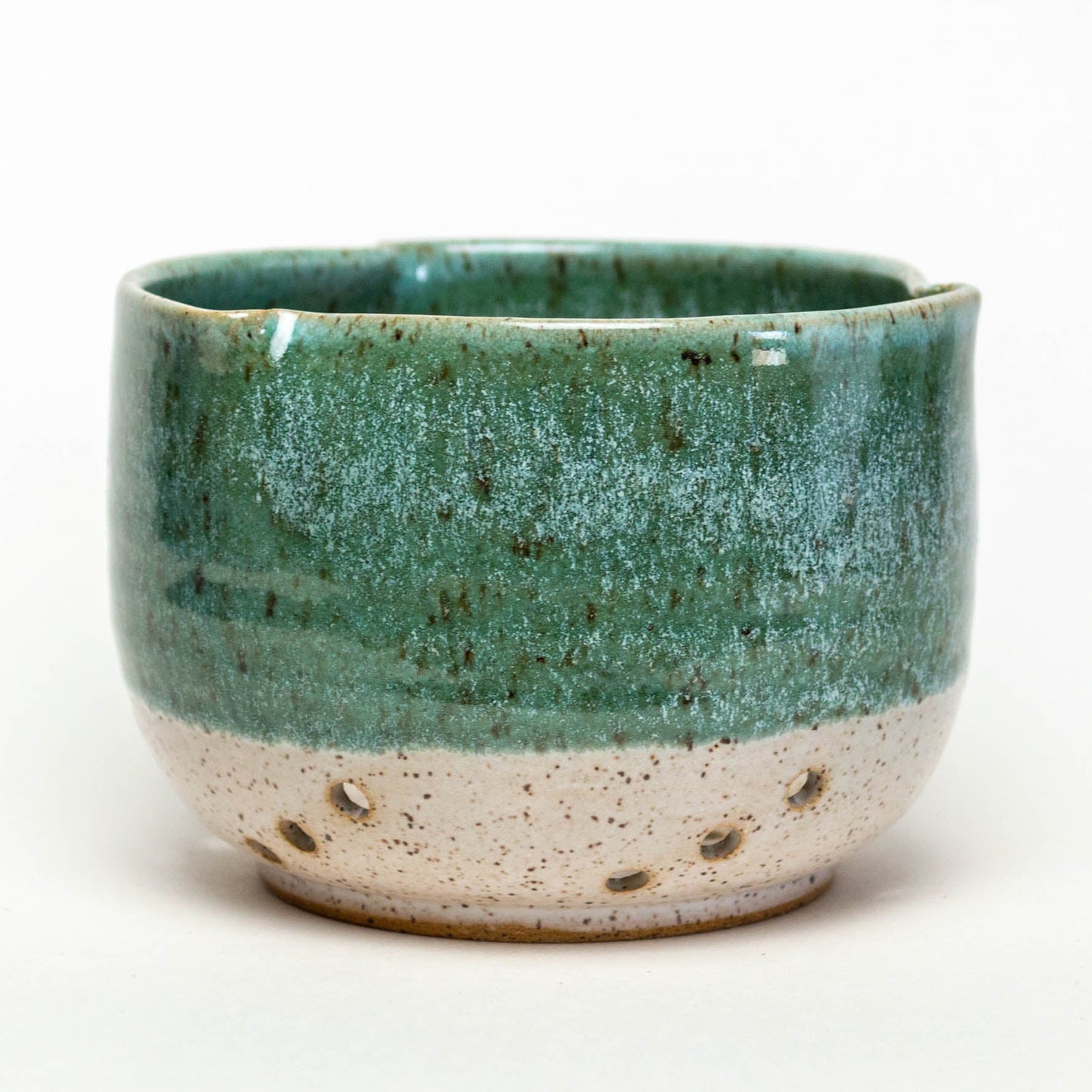 Turquoise & White Hand-Thrown Stoneware Berry Bowl