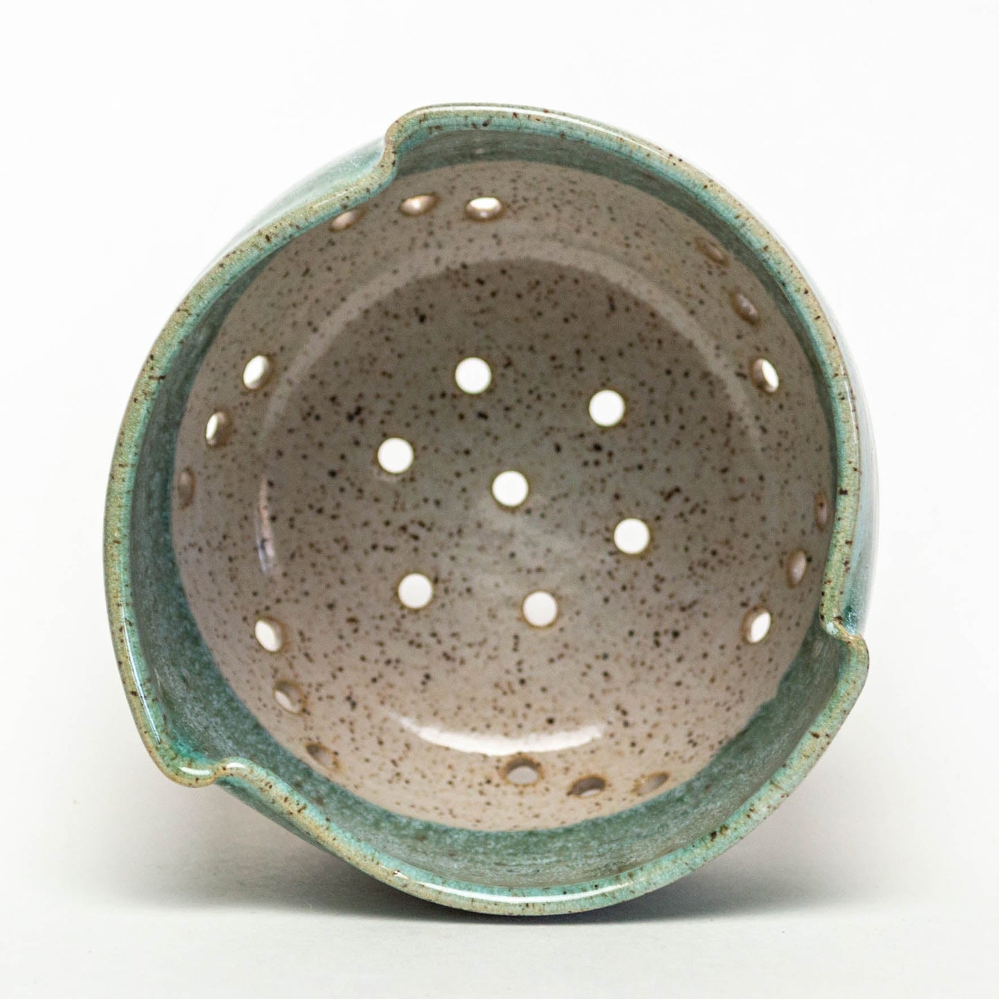 Turquoise & White Hand-Thrown Stoneware Berry Bowl