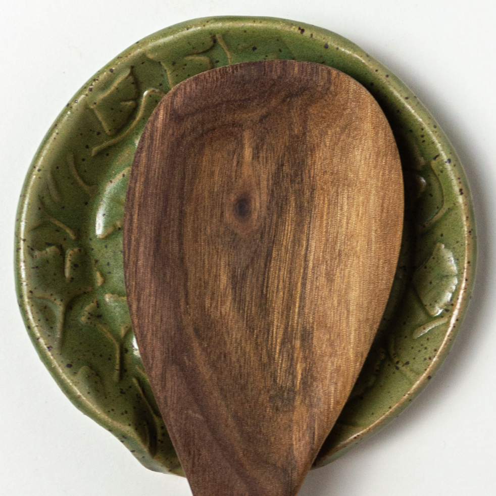 Ginkgo Leaf Pattern Green Spoon Rest