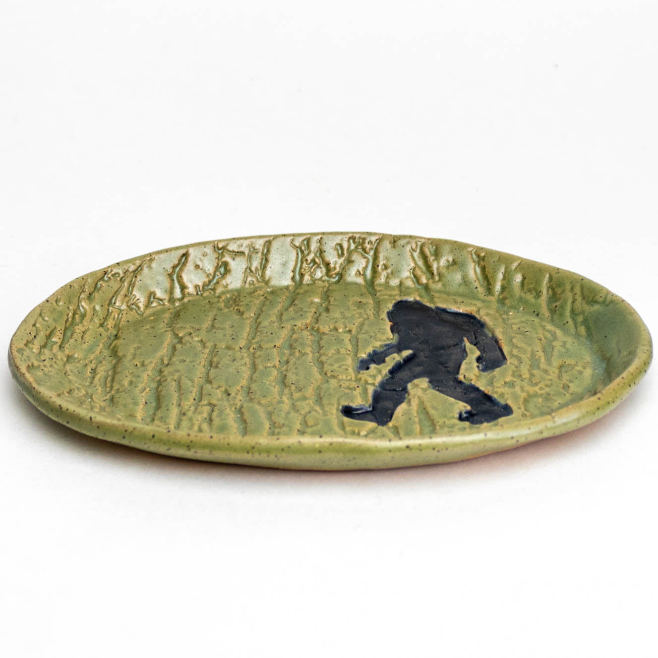 Sasquatch Green Oval Stoneware Trinket Dish