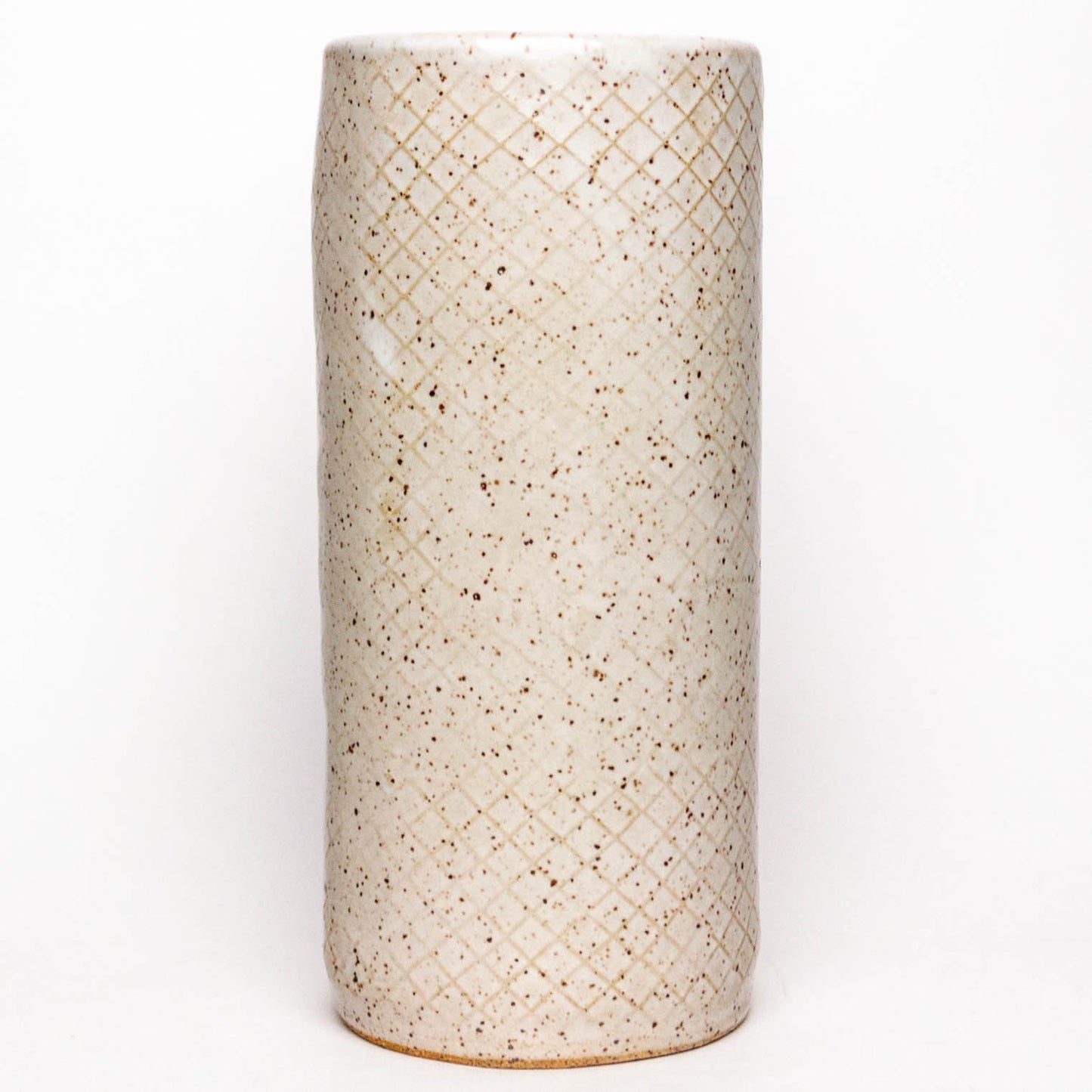 Blue Heron on White Stoneware Vase