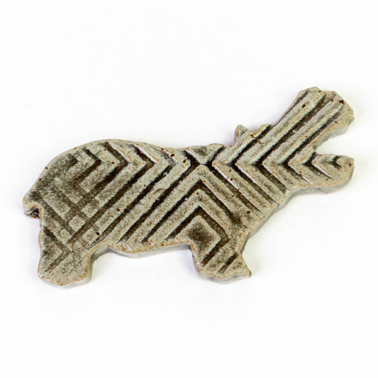 Hippo Shaped Handmade in Ohio Stoneware Ceramic Magnet