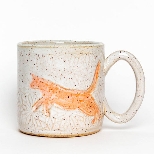 Orange Jumping Cat White 10oz Mug
