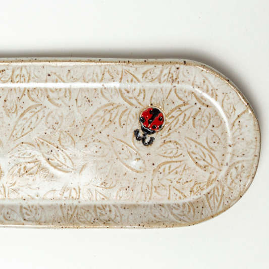 Ladybug White Stoneware 12" Platter