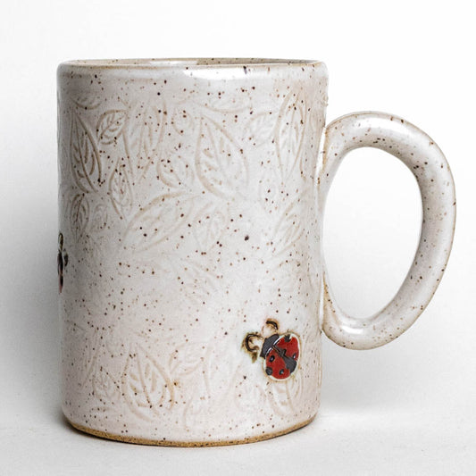 Ladybug White Stoneware 14oz Mug