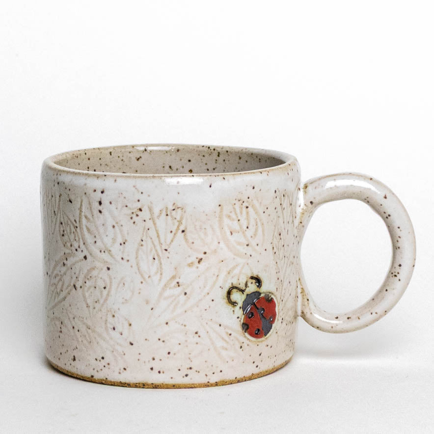 Ladybug White Stoneware 8oz Mug
