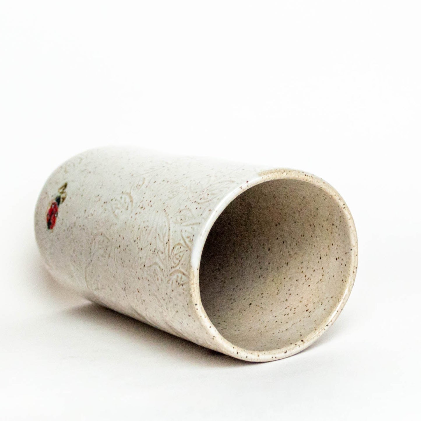 Ladybug Design White Vase