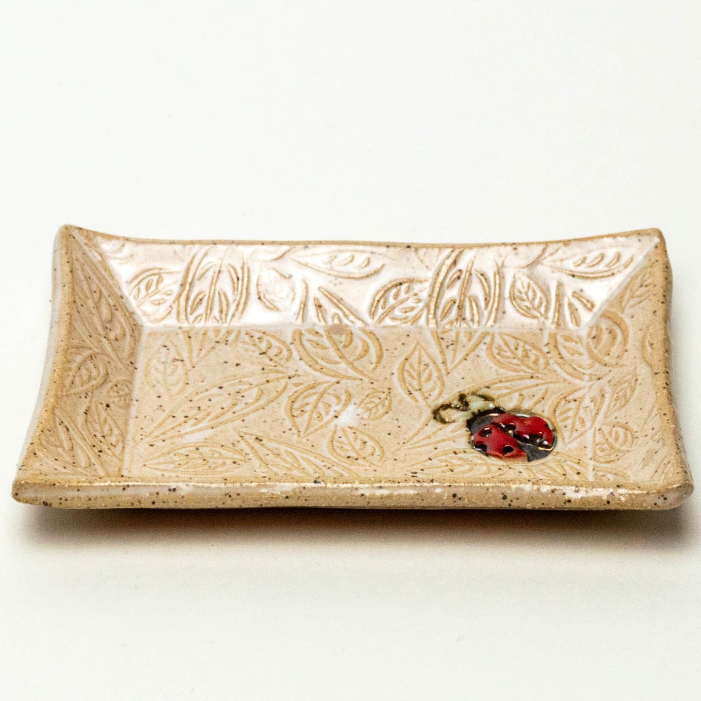 Ladybug White Stoneware Trinket Dish