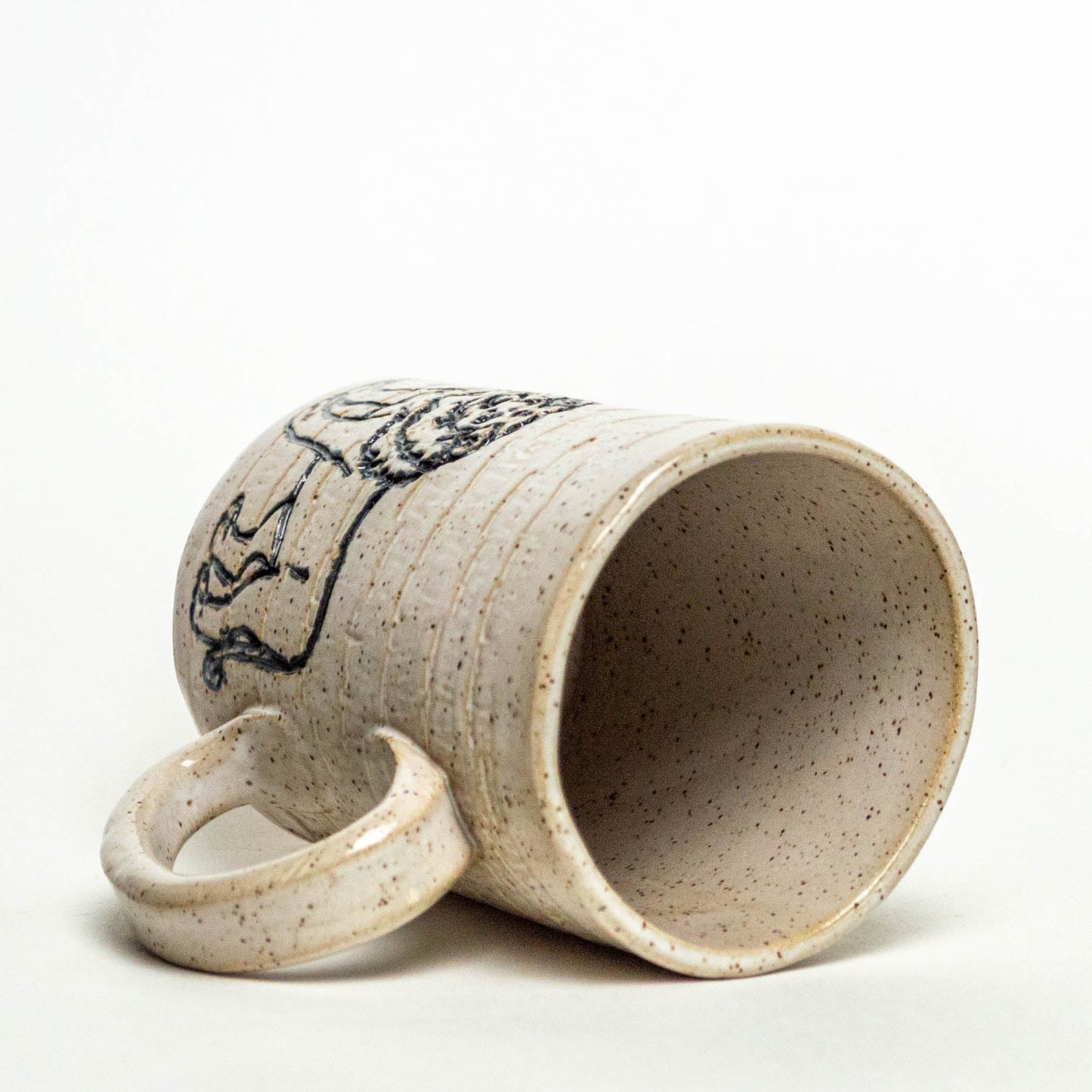 Lion on White Stoneware 14oz Mug