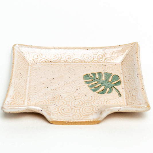 Monstera White Soap Dish