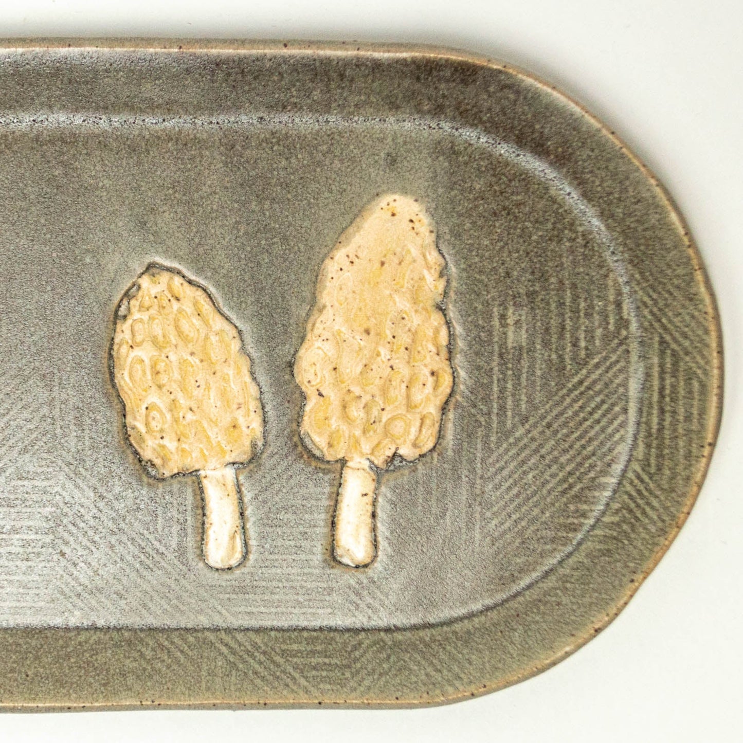 Morel Mushroom Gray 10" Stoneware Platter