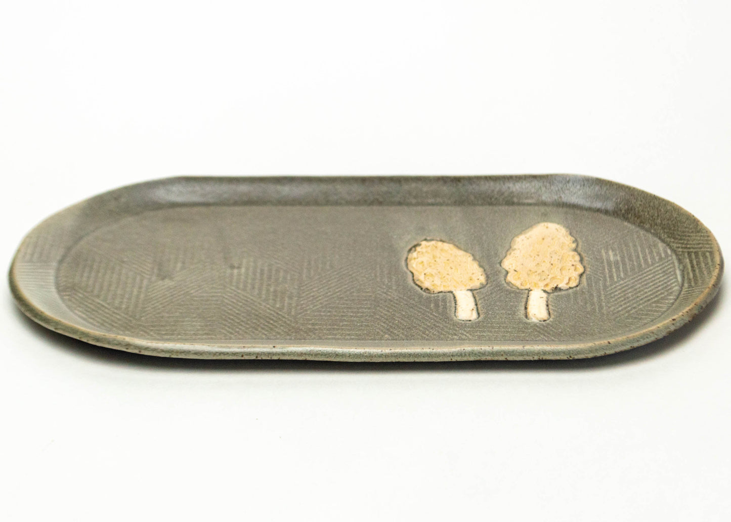 Morel Mushroom Gray 10" Stoneware Platter