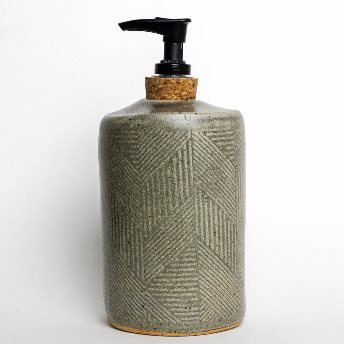 Morel Mushroom Gray Stoneware Soap Dispenser