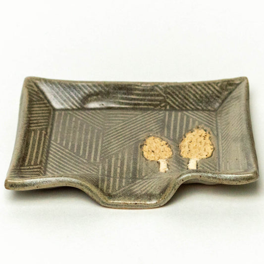 Morel Mushroom Gray Soap Dish