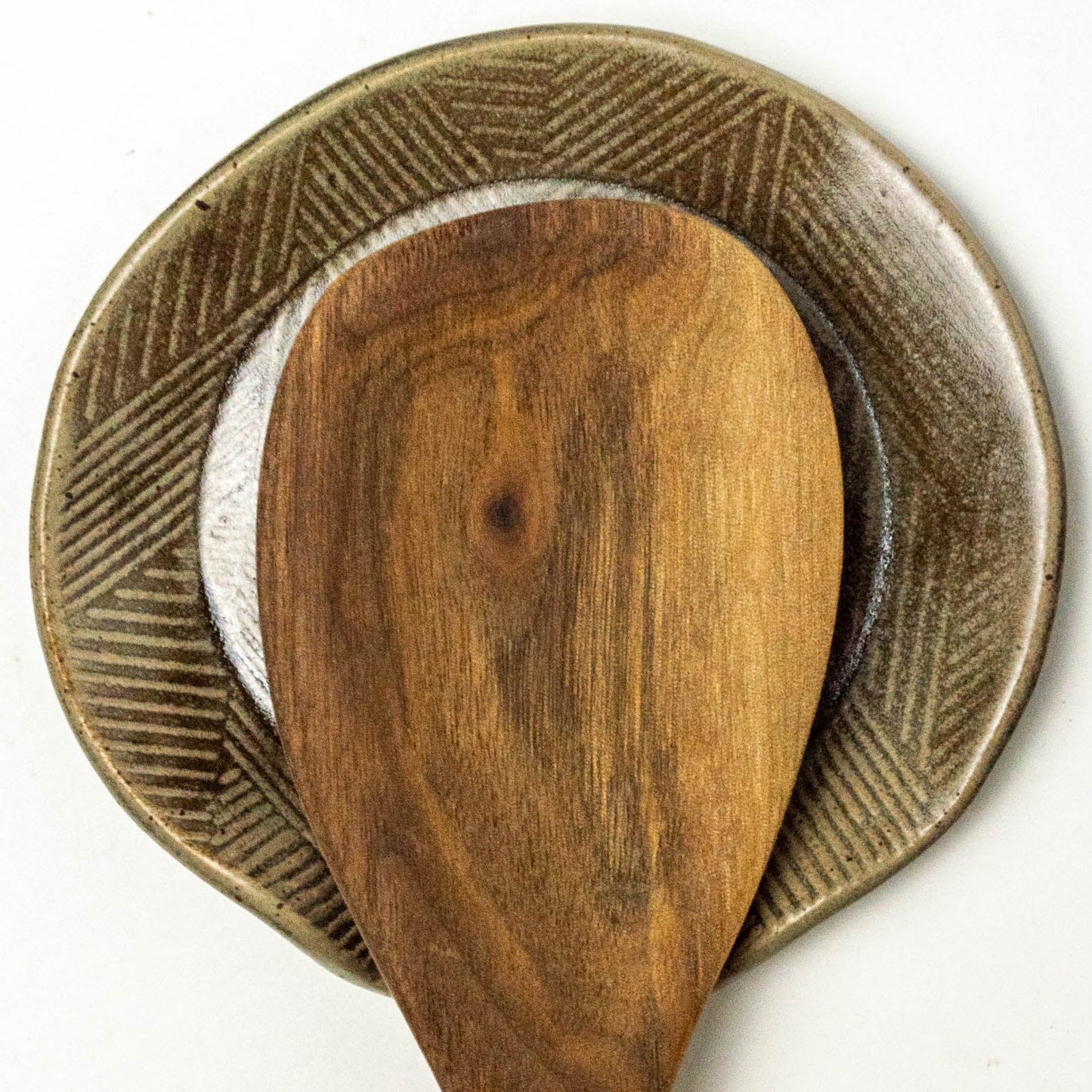 Morel Mushroom Silver Stoneware Spoon Rest