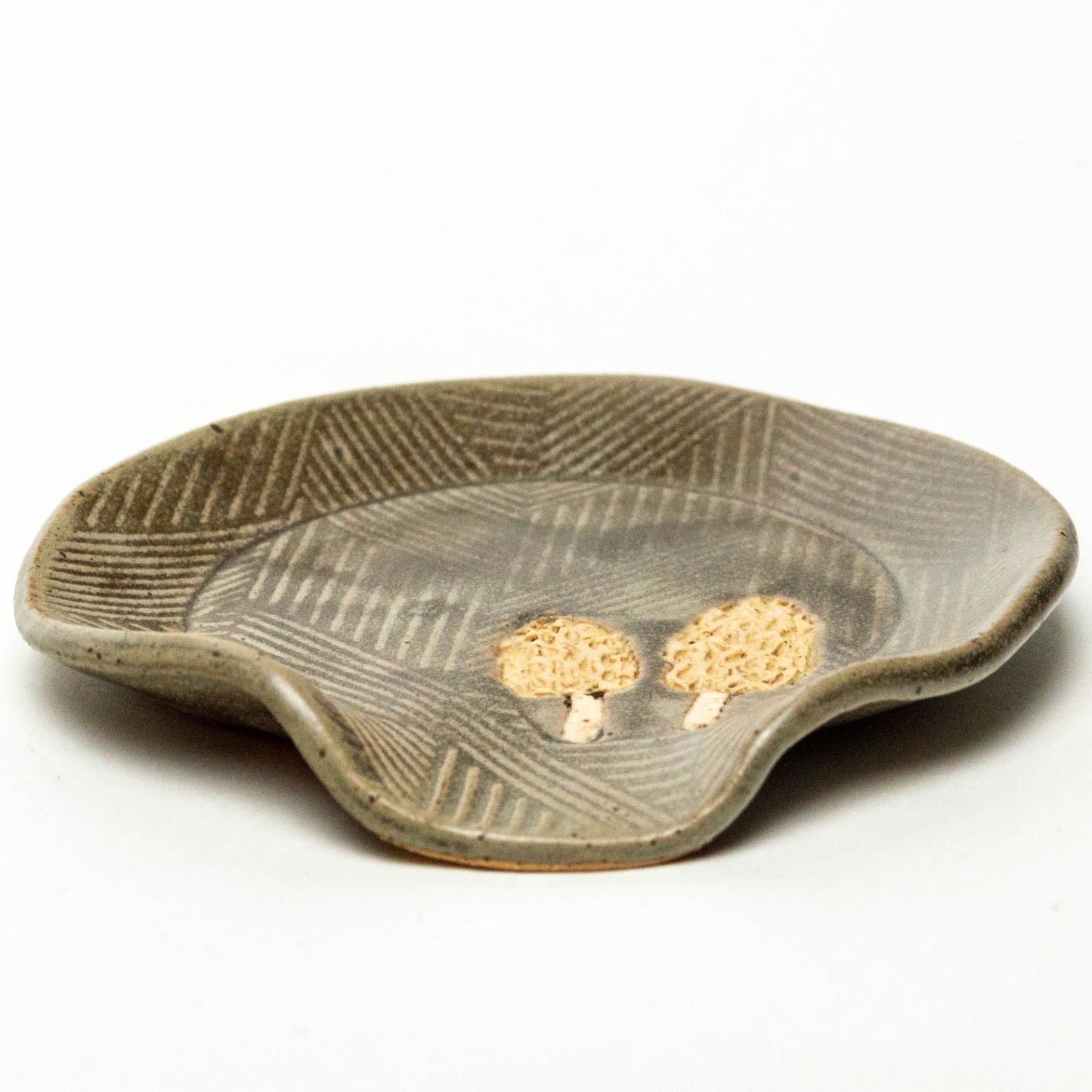 Morel Mushroom Silver Stoneware Spoon Rest