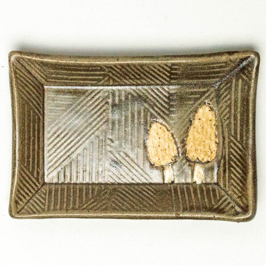 Morel Mushroom Gray Trinket Dish