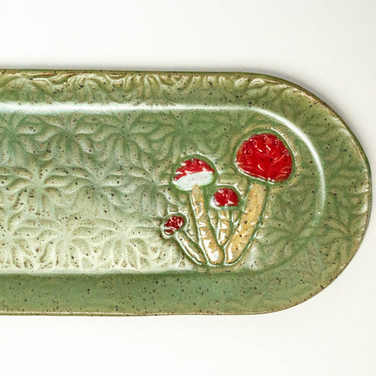 Mushroom Green Stoneware 12" Platter