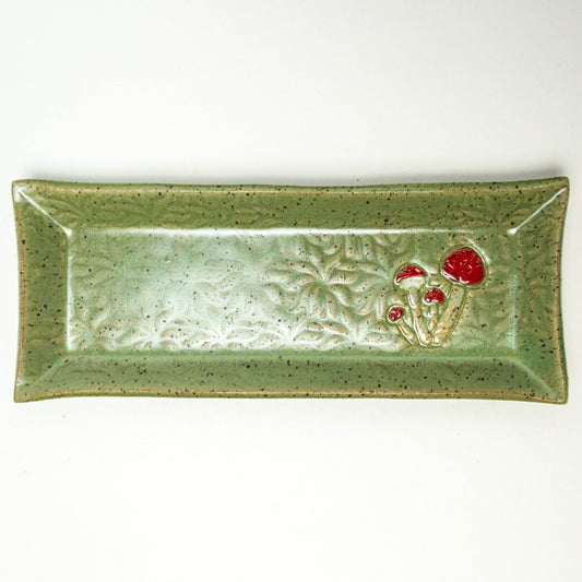 Mushroom Green Stoneware Butter Dish