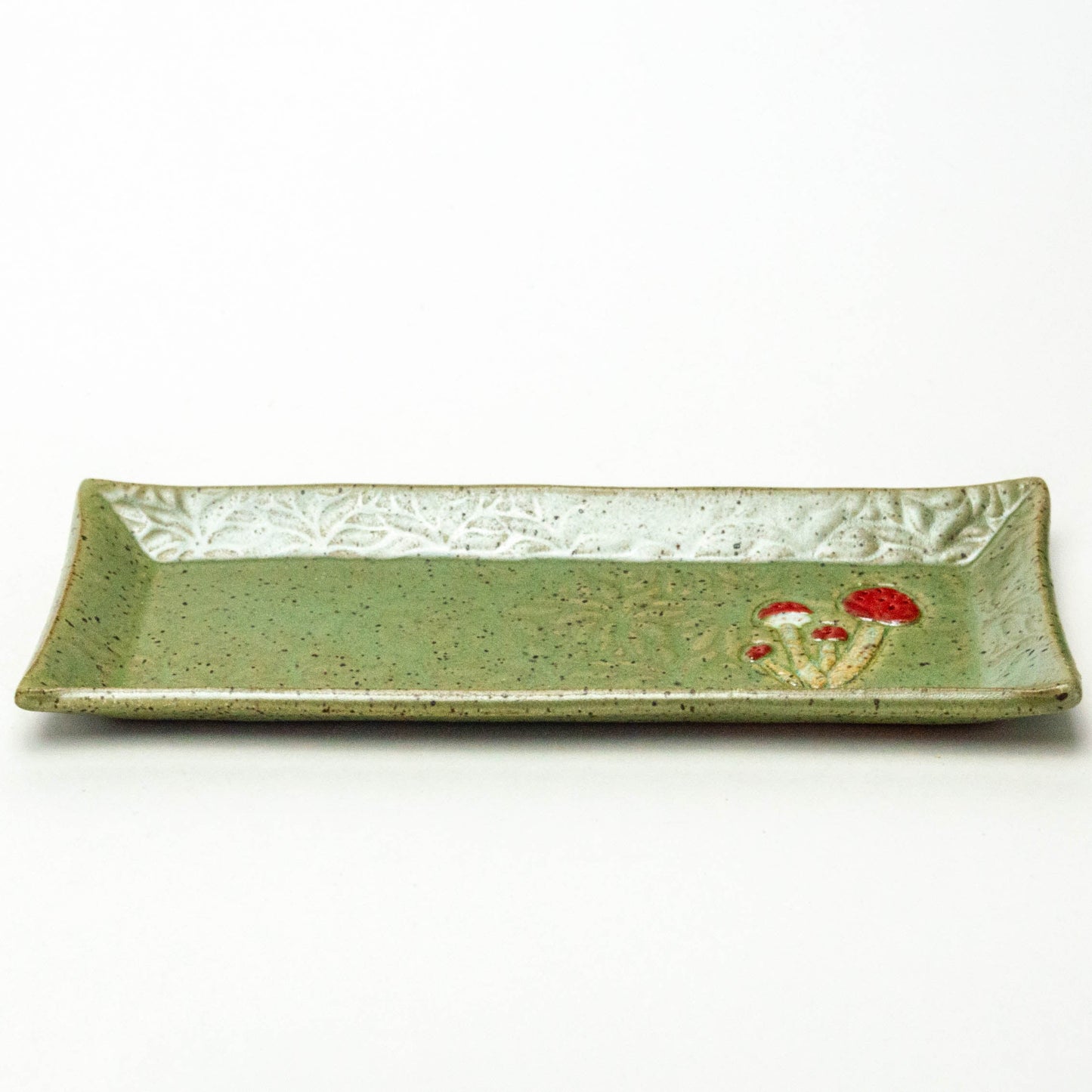 Mushroom Green Stoneware Butter Dish